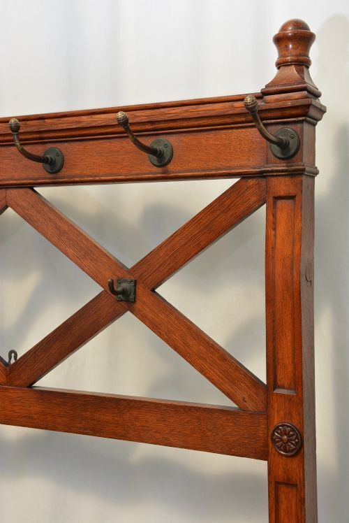 photo for sale English Victorian Gothic Coat Stand Oak Hall Stand In The Manner Of Pugin