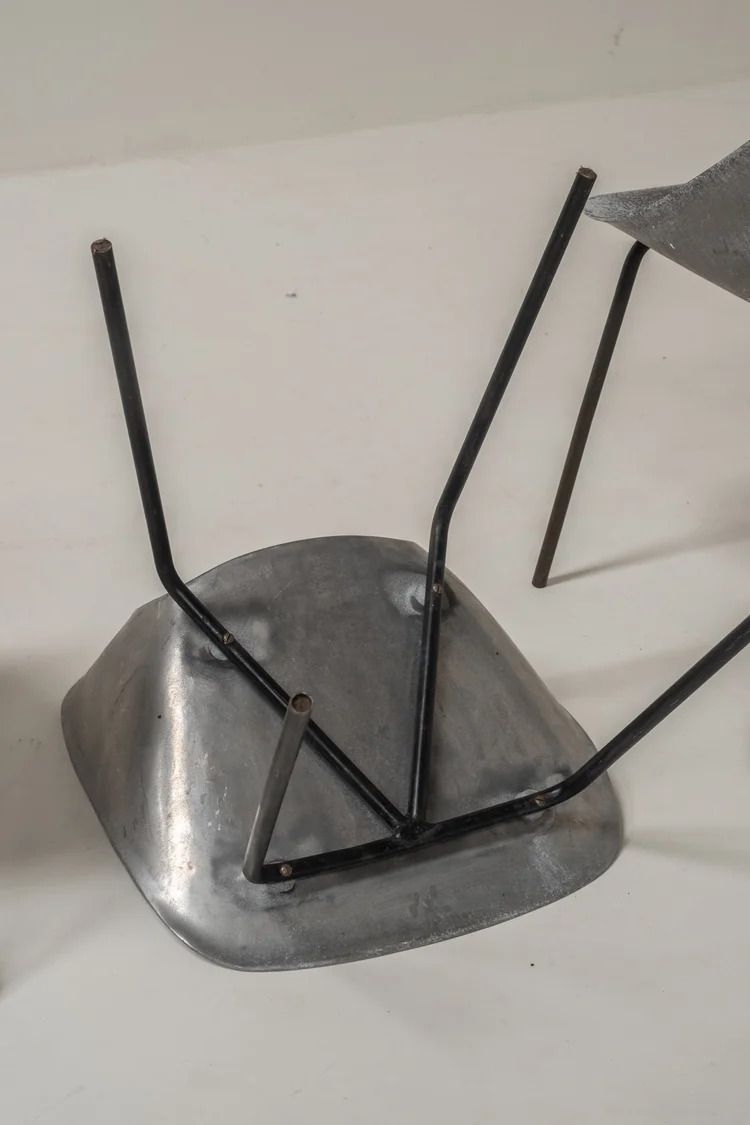 Set Of 3 Aluminum Tonneau Chairs By Pierre Guariche For Steiner, 1950s photo vinterior