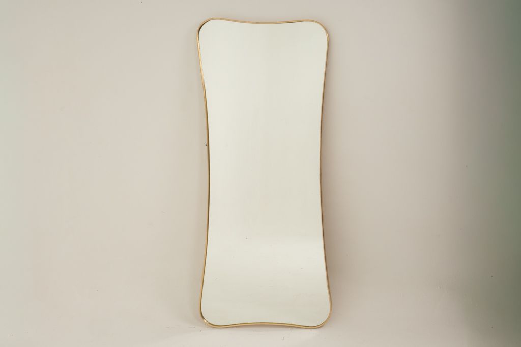 Gilded Brass Mirror In The Style Of Gio Ponti. 1980s Or 1990s. photo for sale