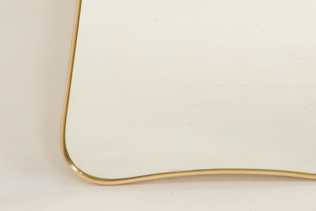 Gilded Brass Mirror In The Style Of Gio Ponti. 1980s Or 1990s. photo vinterior