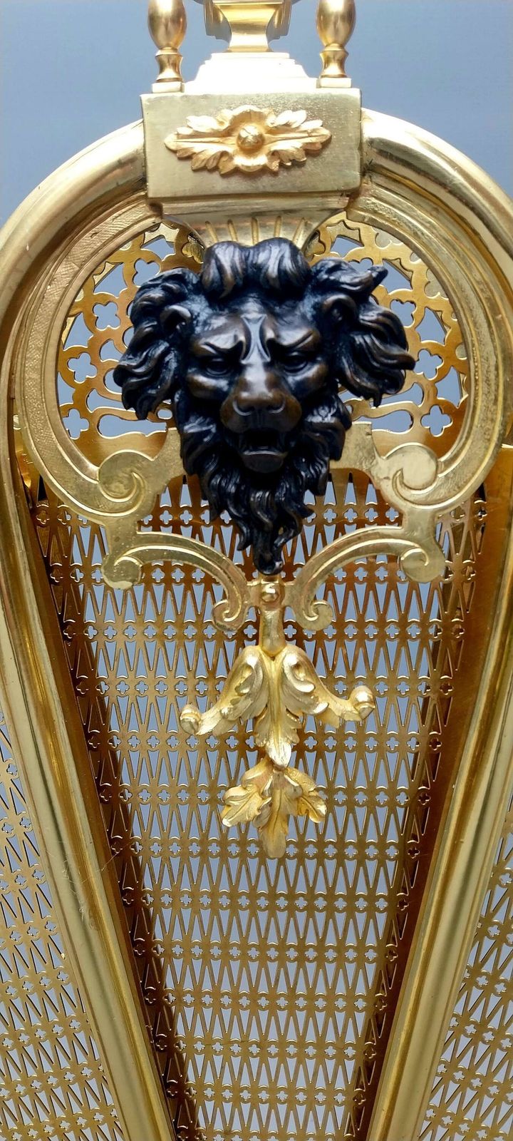 Large Gilt Bronze Antique French Peacock Firescreen By Bouhon Freres Louis Xv1 Style photo vinterior