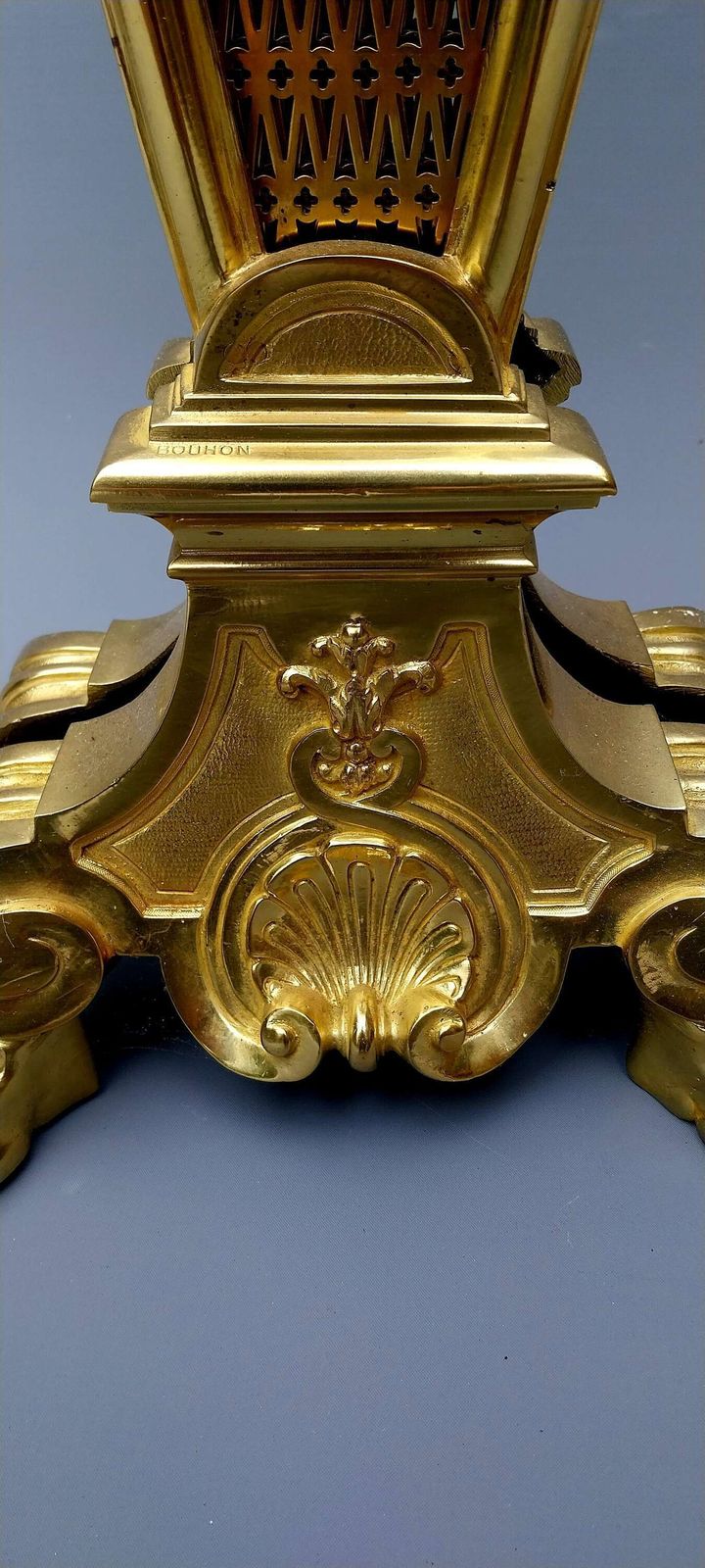 photo furniture Large Gilt Bronze Antique French Peacock Firescreen By Bouhon Freres Louis Xv1 Style