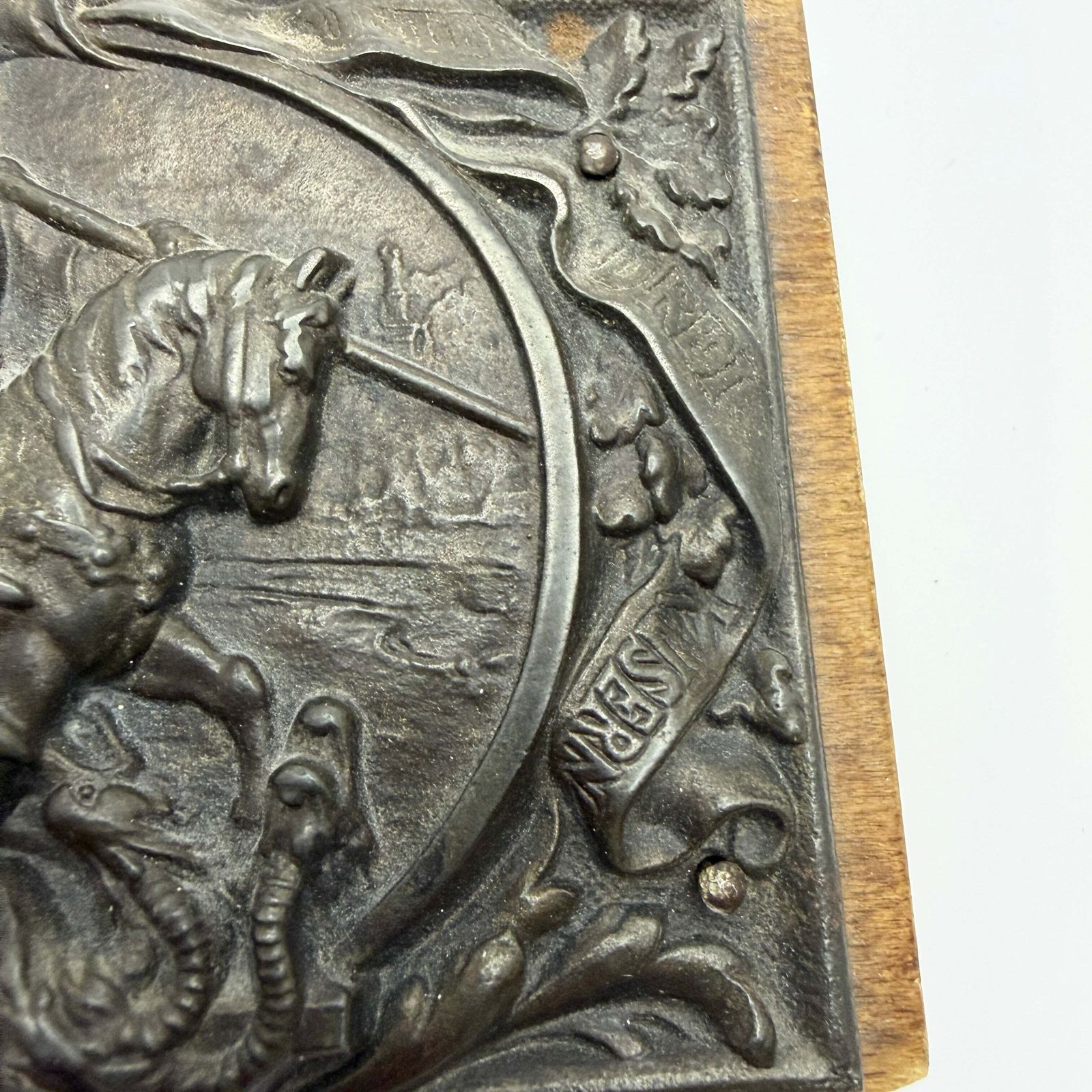 Antique C 1900. Otto Von Bismarck "Knight In Shining Armor" Cast Iron Plaque Paperweight. photo for sale