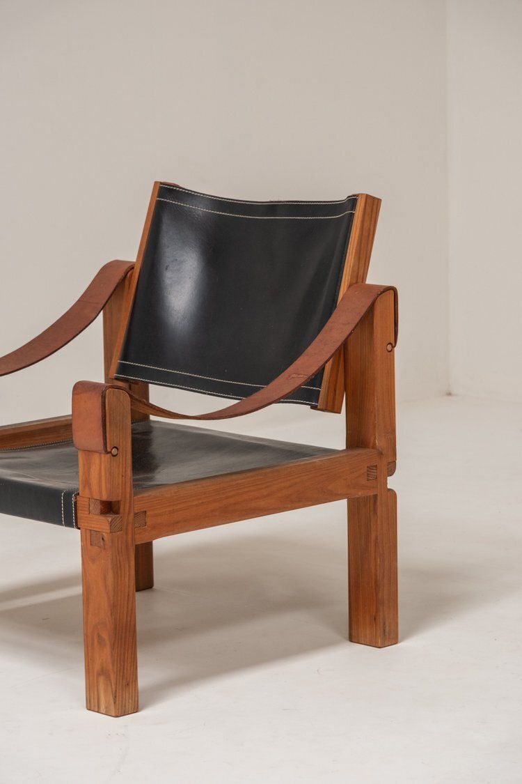 Pair Of S10 Sahara Chairs By Pierre Chapo photo vintage