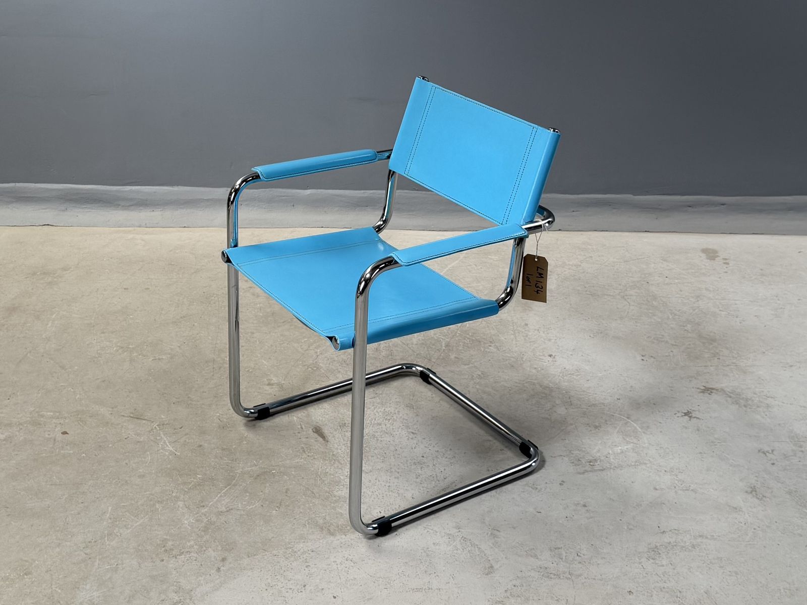 Matteo Grassi Leather Cantilever Chair – Bauhaus Italy – Sky Blue Refinished Mart Stam Marcel Breuer Dining Chair photo buy