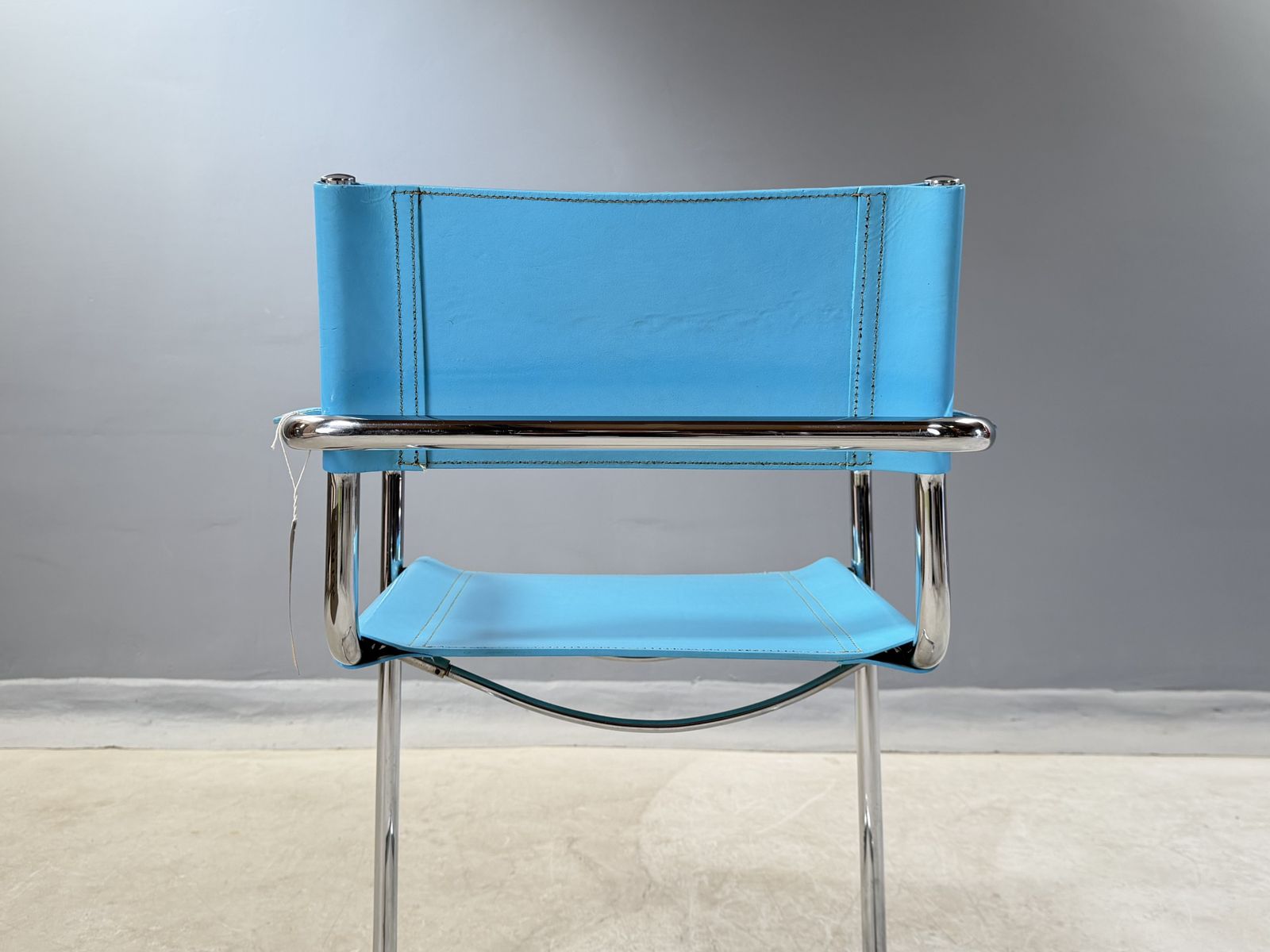 Furniture Matteo Grassi Leather Cantilever Chair – Bauhaus Italy – Sky Blue Refinished Mart Stam Marcel Breuer Dining Chair photo