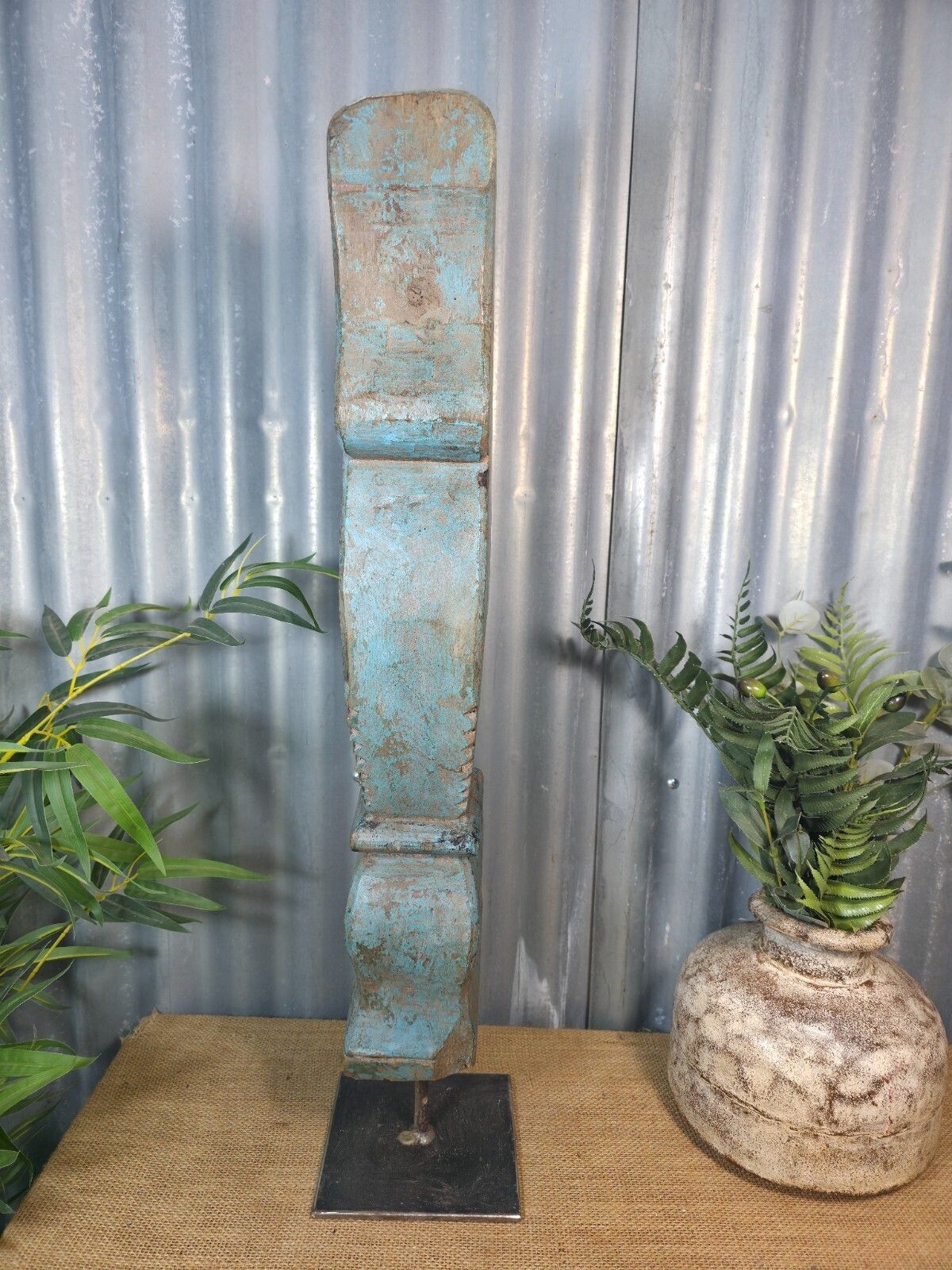 Antique 19th Century Indian Hand Carved Wooden Architectural Corbel On Stand photo 110.0