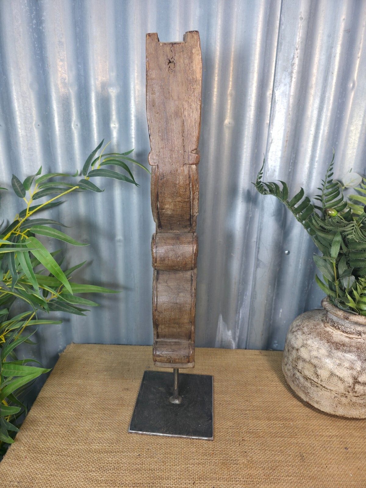Antique 19th Century Indian Hand Carved Wooden Architectural Corbel On Stand photo 110.0