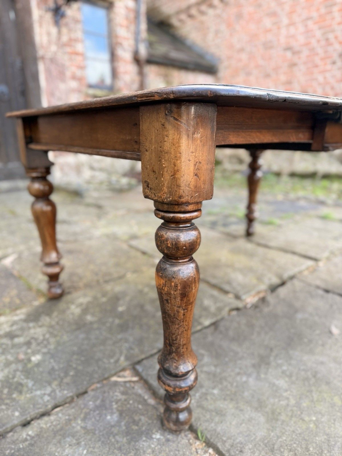 photo buy Original English Country Antique Rustic Telescopic Extending Dining Table 1850c