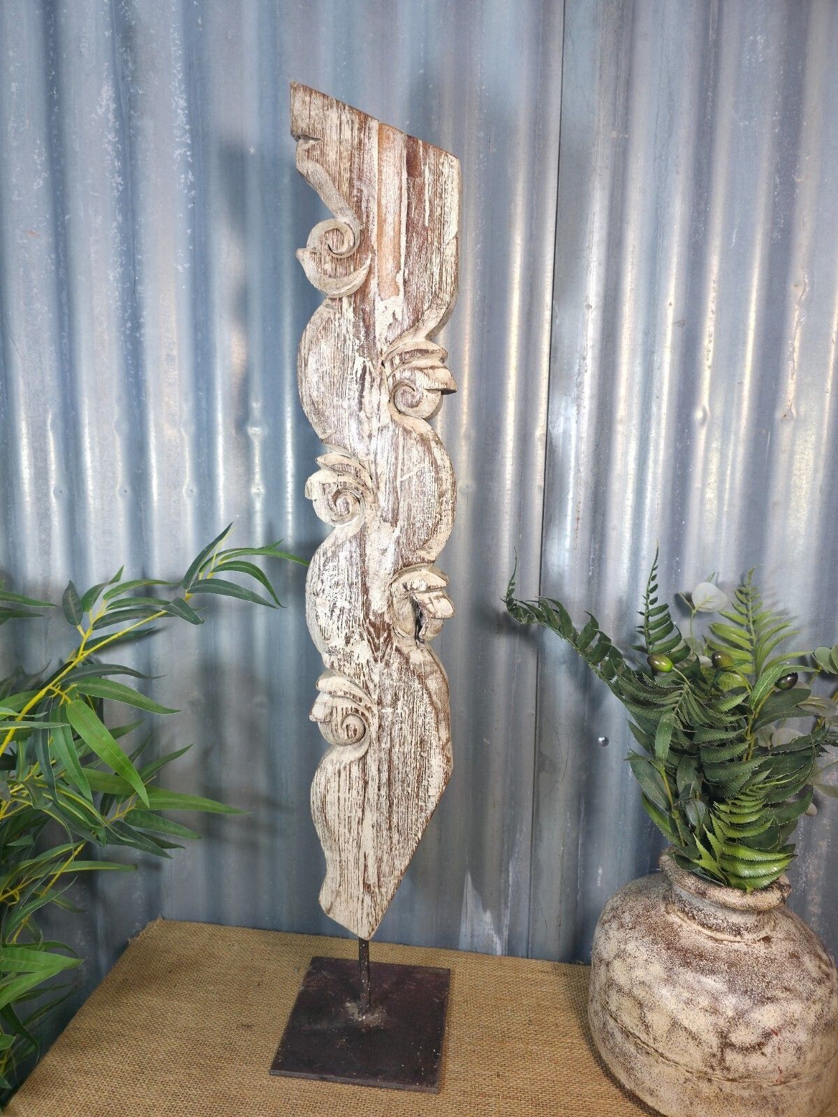 Antique 19th Century Indian Hand Carved Wooden Architectural Corbel On Stand photo furniture