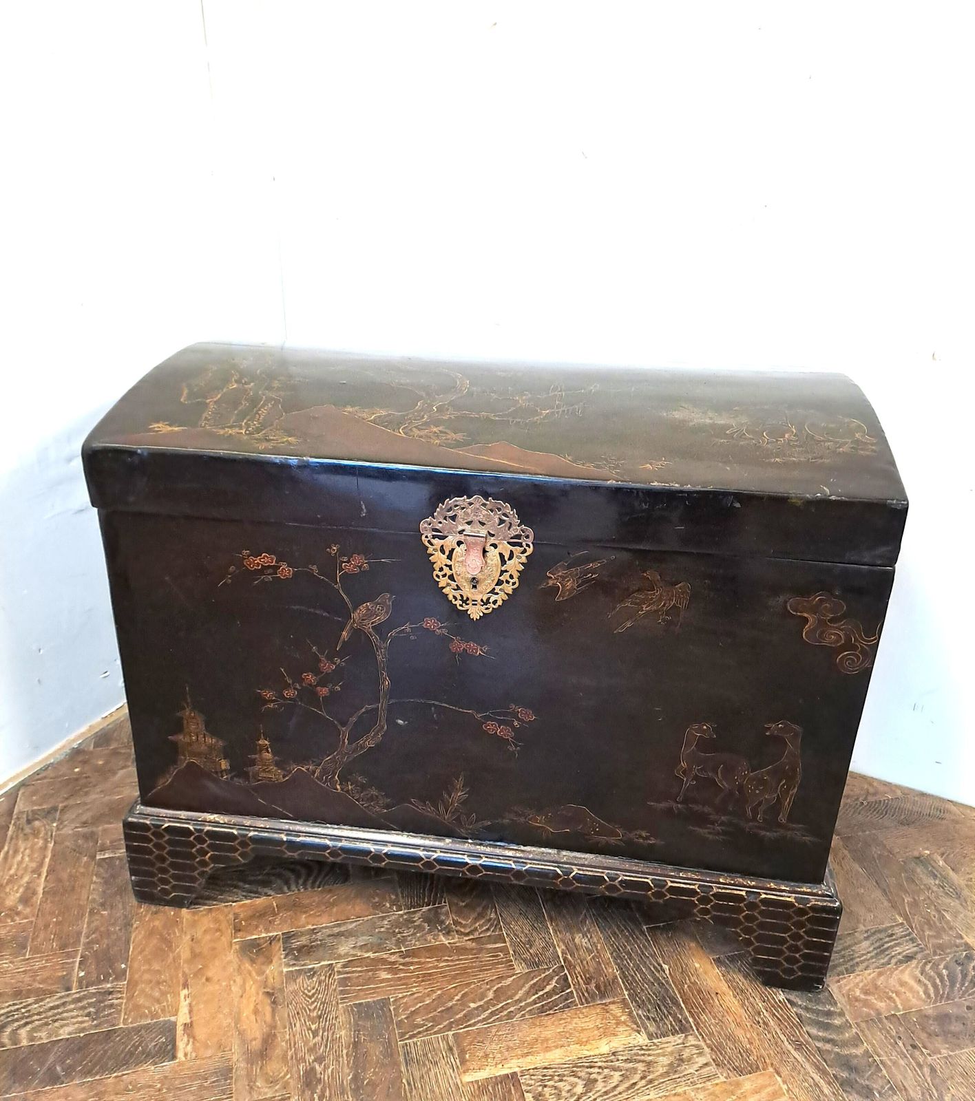 Japanese Black Lacquer Chest, 1900s
