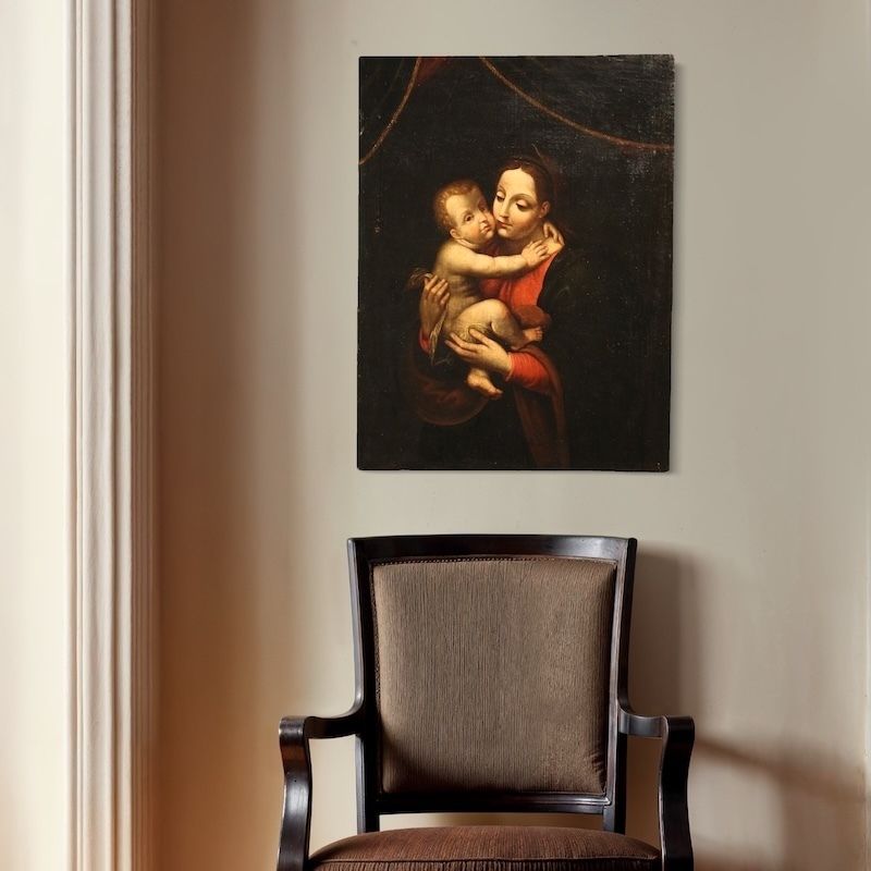 Antique Religious Painting Madonna And Child From The 18th Century photo buy