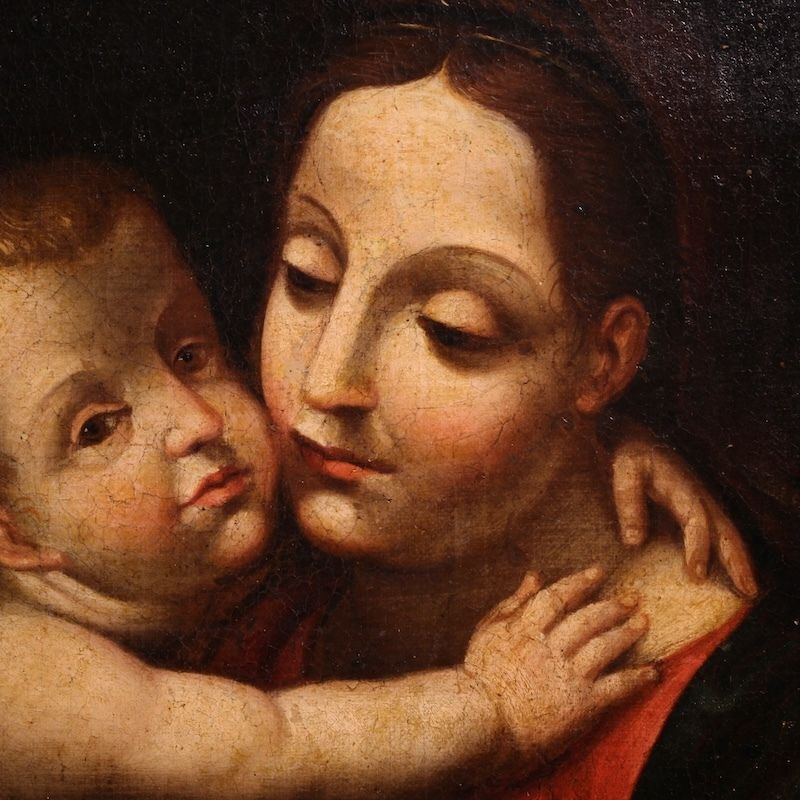photo for sale Tableau religieux d'époque, Madone à l'Enfant, XVIIIe siècle