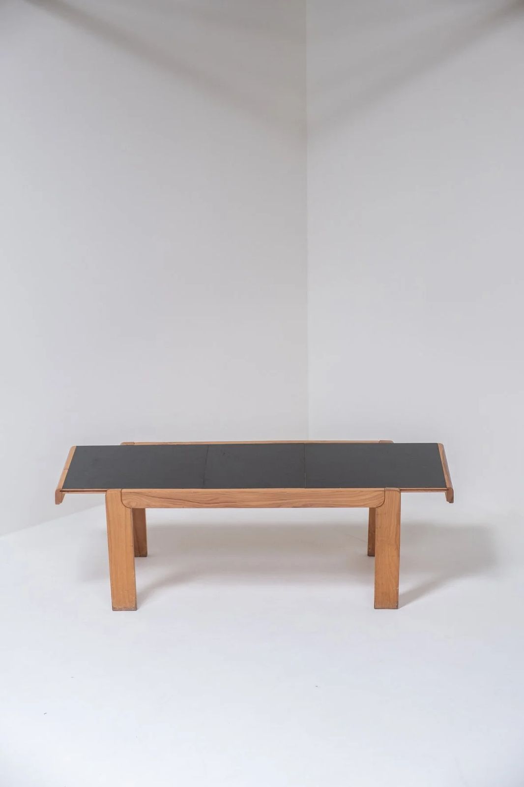 70ties French Dining Table, Elm Wood With Formica Top (Extendable photo vintage