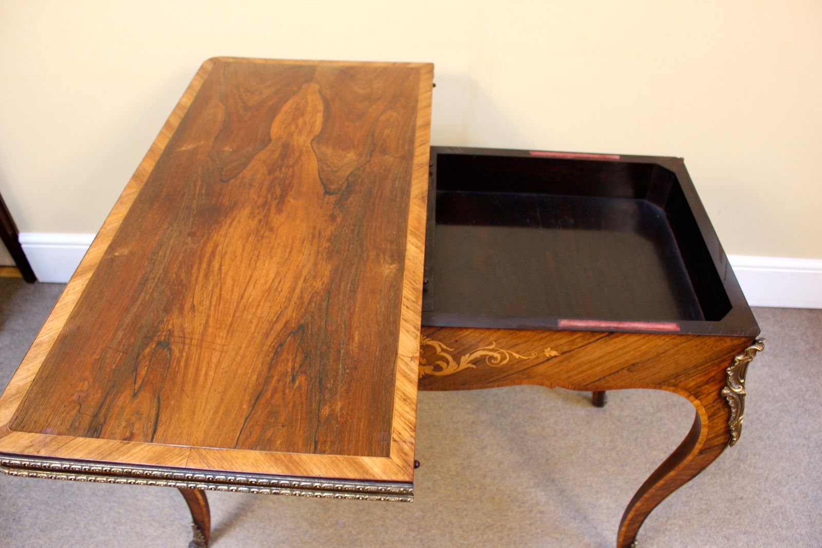 19thc. Rosewood & Kingswood Cross Banded Card Table photo vinterior