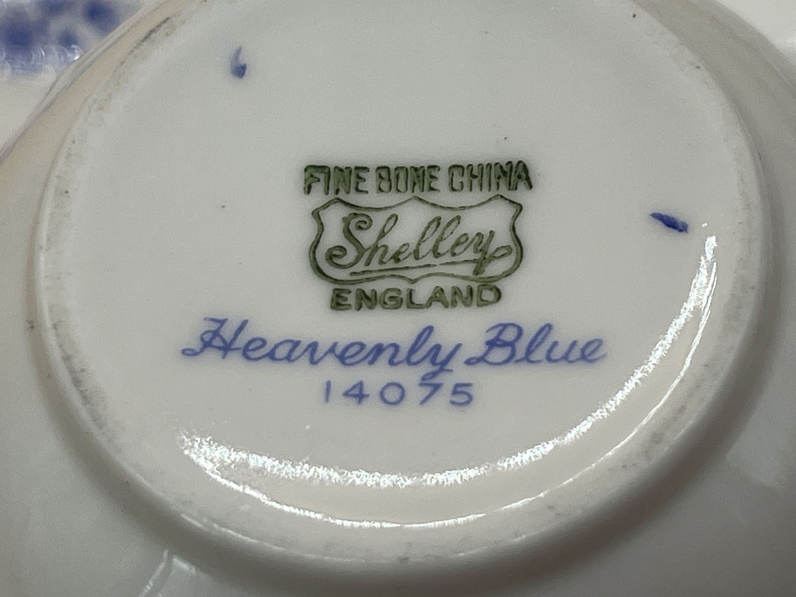 125.0 Vintage Shelley China Heavenly Blue Dainty Shape Tennis / Snack Tea Cup And Plate Set. 14075. C1940's. photo