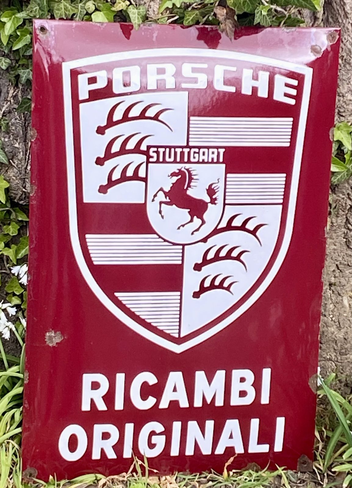 495.0 Porsche Enamel Metal Dealership Sign Original Spare Parts Design Ricambi Originali Auto Garage Workshop Sign photo
