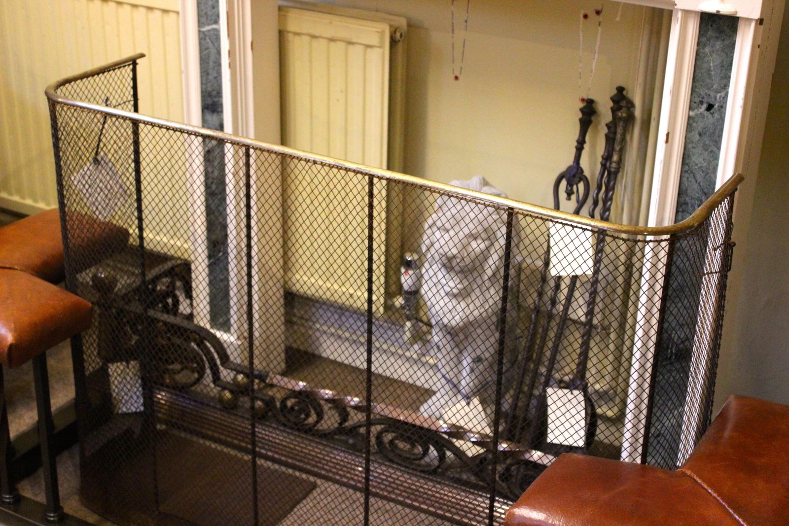 19thc. Brass & Metal Spark Guard photo furniture