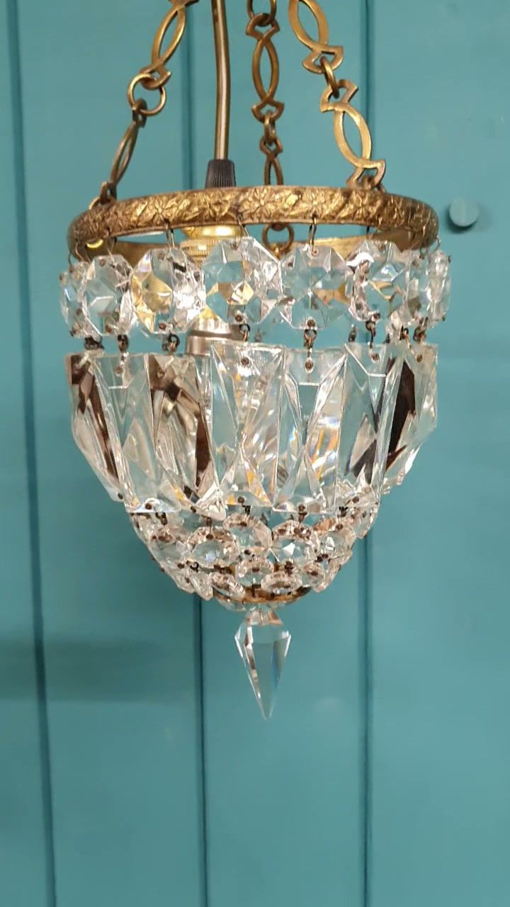 Prism Bag Chandelier Antique 6" photo for sale