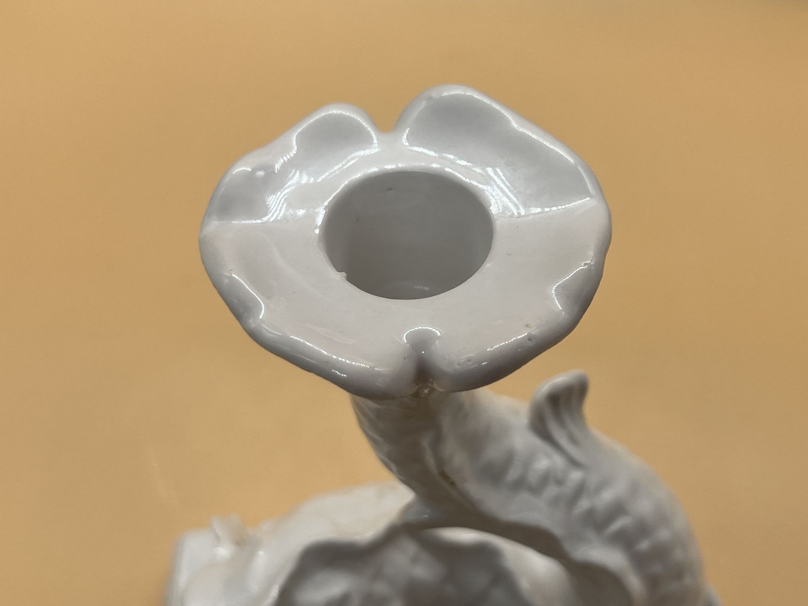 Antique Wedgwood Creamware Pottery Stylized Dolphin Candlestick. C1900. photo 95.0