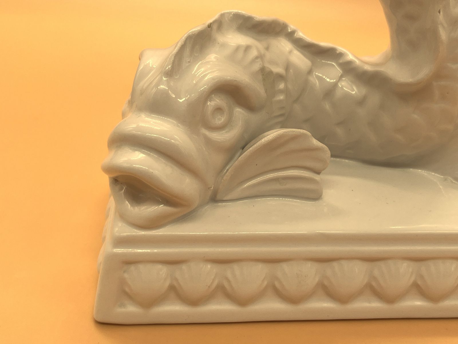 Antique Wedgwood Creamware Pottery Stylized Dolphin Candlestick. C1900. photo vinterior
