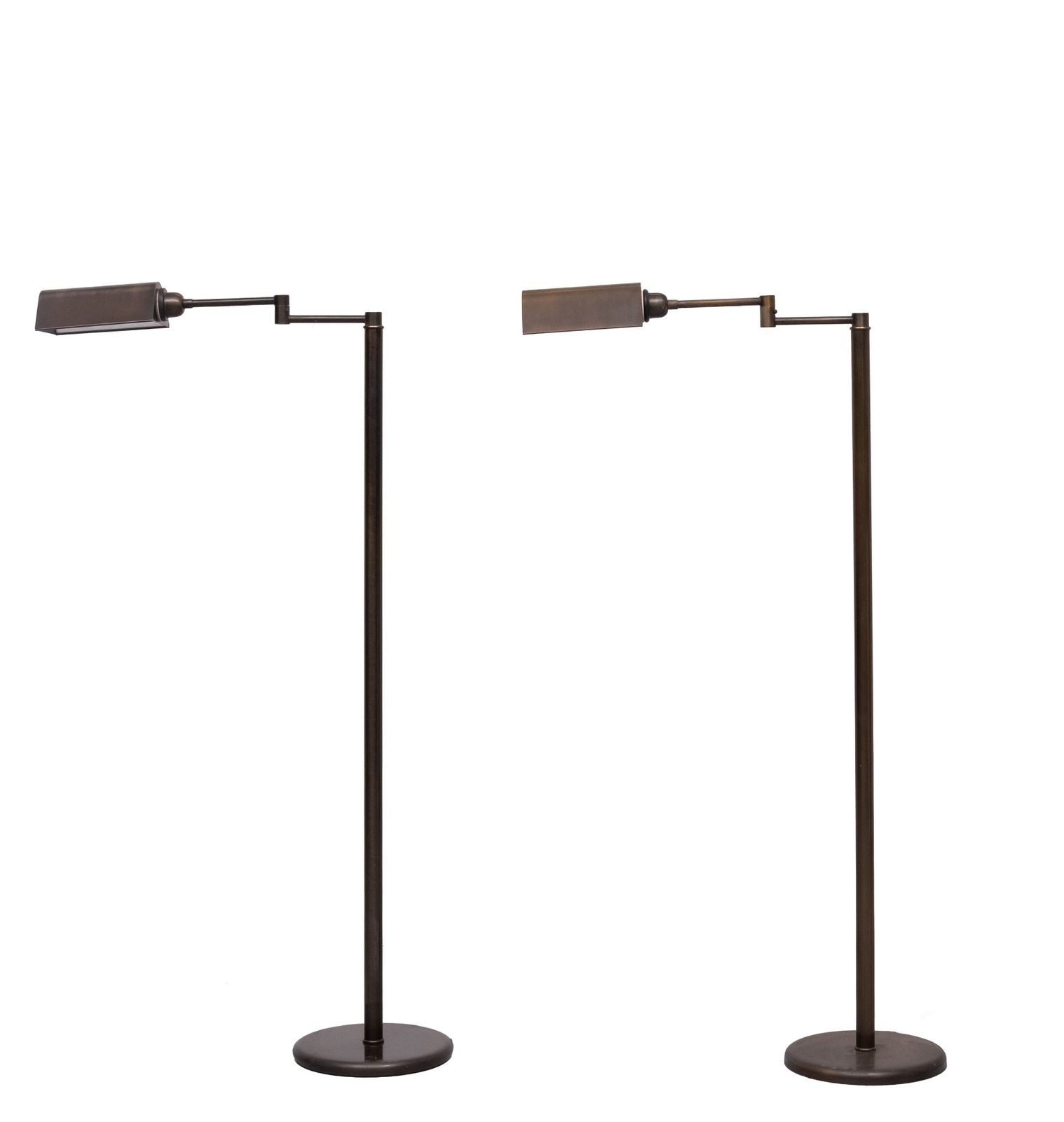 Paar Bronsgekleurde Swingarmlamp Vloerlampen, Jaren 1970, Duitsland photo vinterior