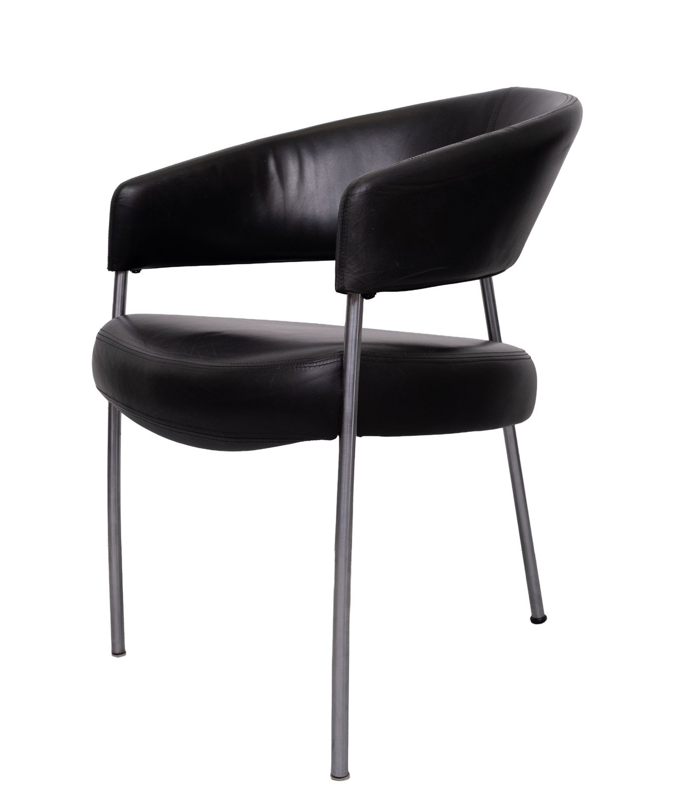 photo for sale Set Of 4 Black Leather Dining Chairs By Castelijn, 1990s
