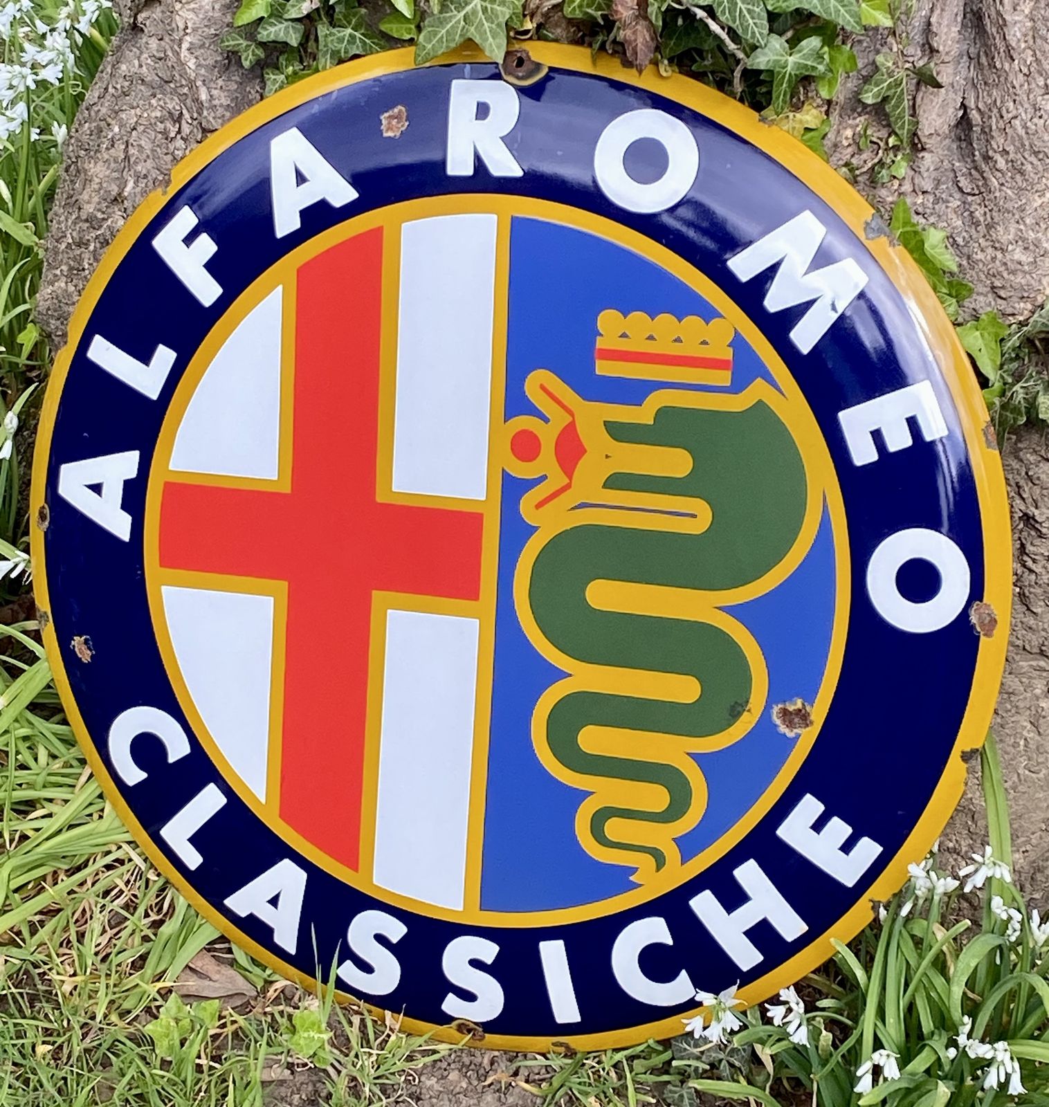 Alfa Romeo Extra Large Enamel Metal Dealer Garage Workshop Car Sign Auto Classiche Showroom Art