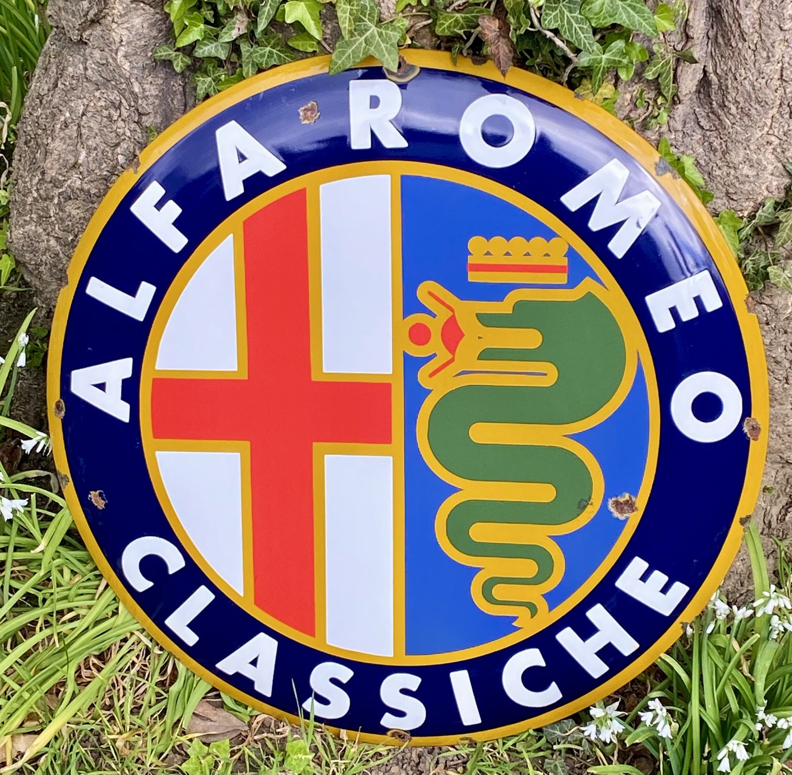 Alfa Romeo Extra Large Enamel Metal Dealer Garage Workshop Car Sign Auto Classiche Showroom Art photo vinterior