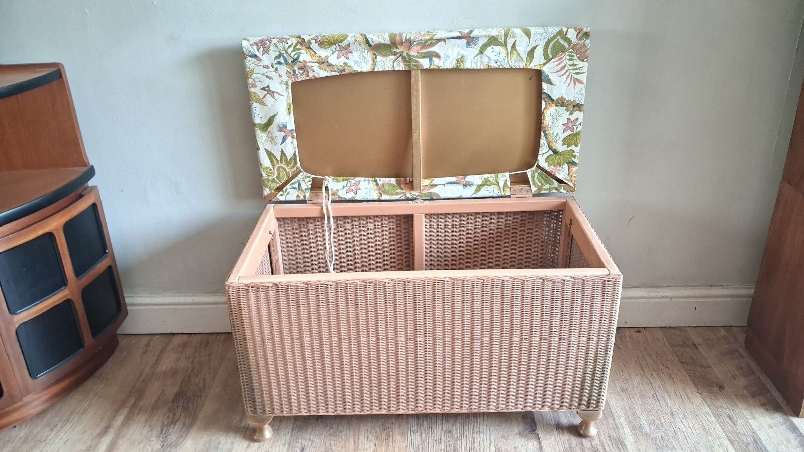 120.0 Delightful Original Lloyd Loom 1960's  Mid Century Blanket Box /Ottoman photo