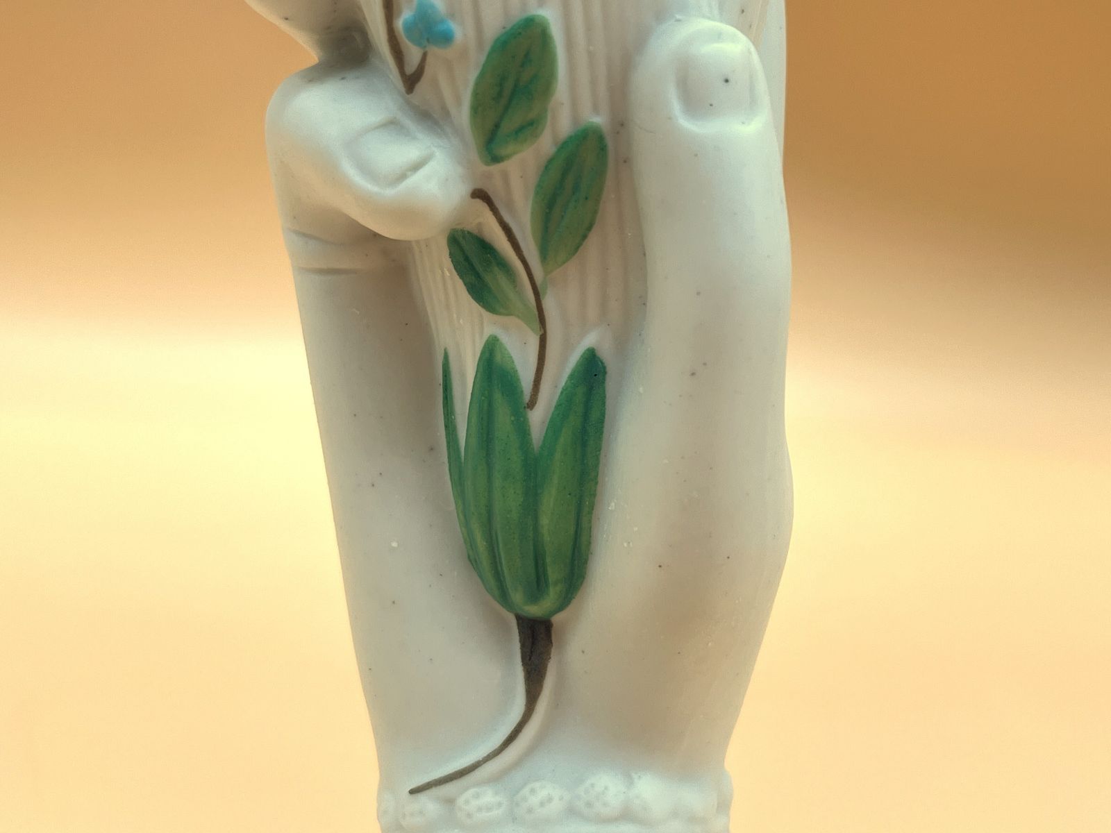 Victorian Parian Ware Hand Holding Floral Bud / Posy Vase With Lace Cuff. Forget Me Nots. C1850. photo buy