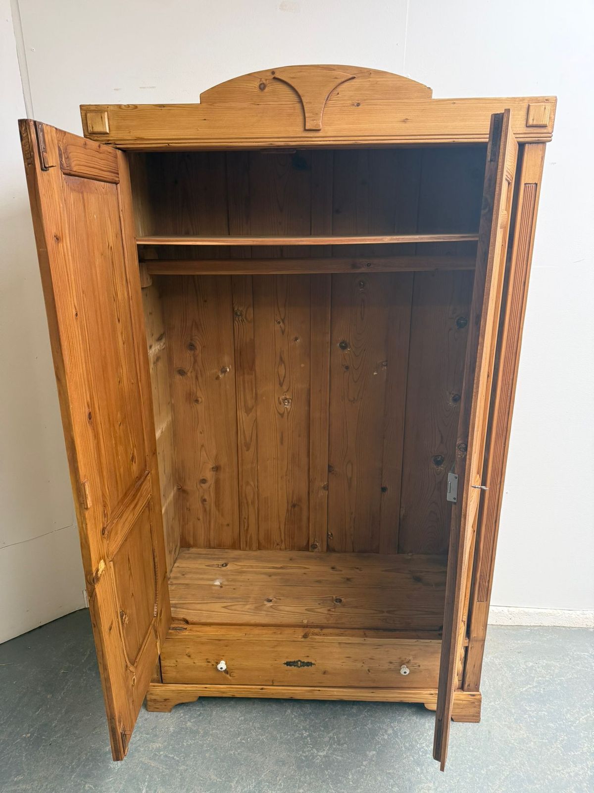 995.0 A Lovely Waxed Genuine Hungarian Victorian 1 Piece Hall/Child's Wardrobe photo