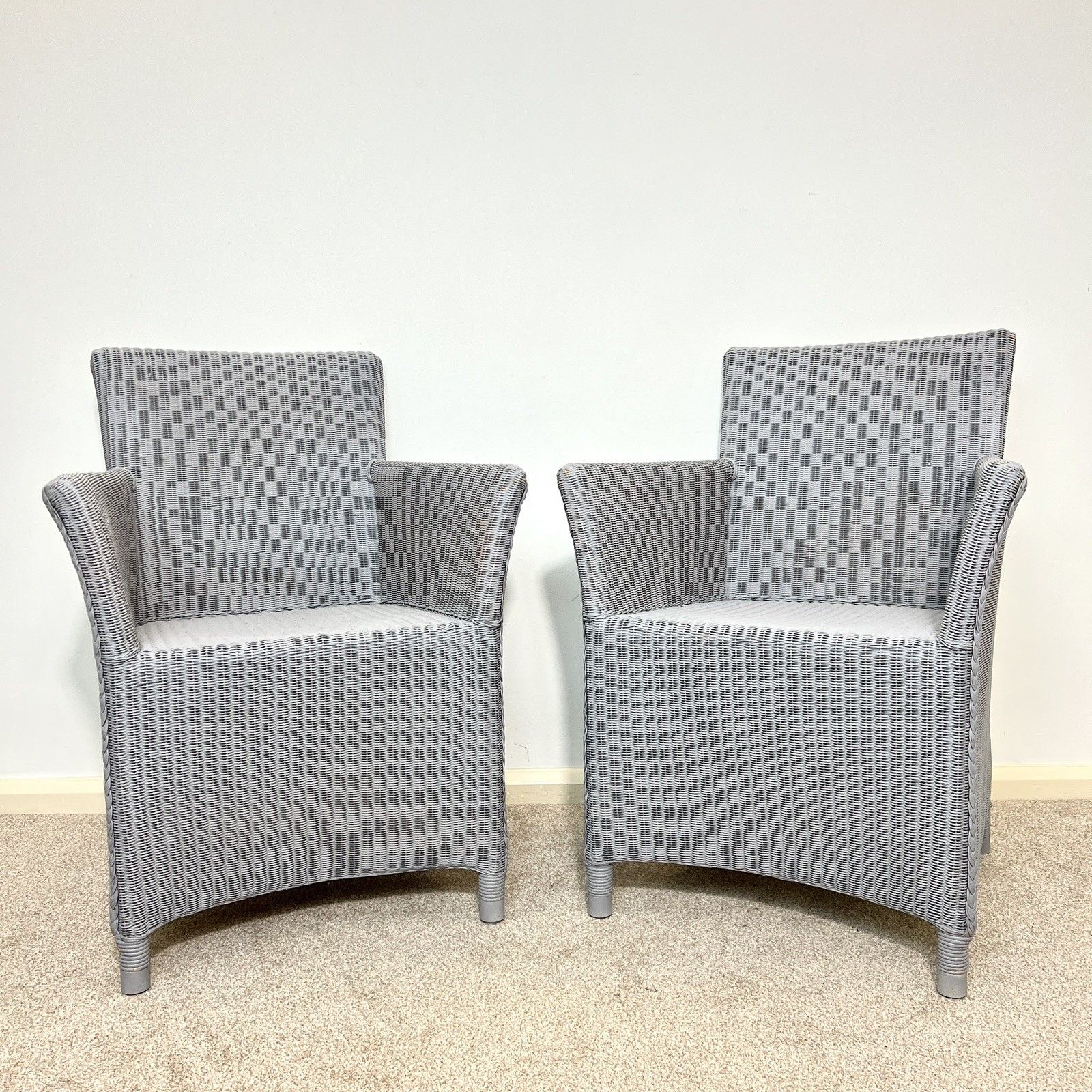 A Pair Of Lloyd Loom Chairs , Contemporary Grey Dining Chairs, Carver Chairs photo vinterior