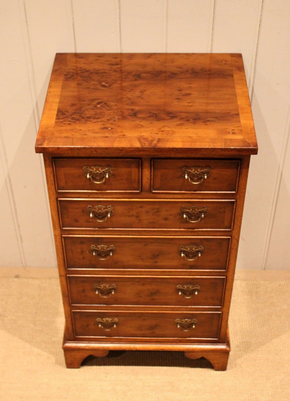 Slim Burr Yew Chest Of Drawers photo vintage