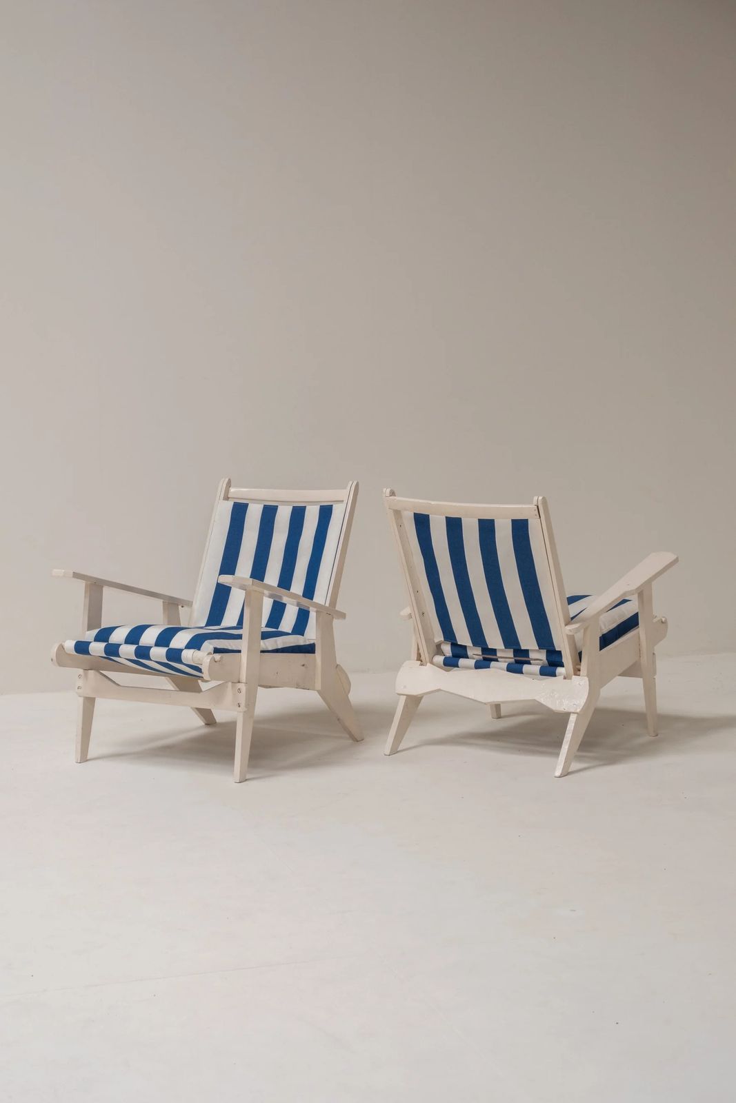 Furniture Set Of 2 Wooden Relax Stools French Riviera Style photo