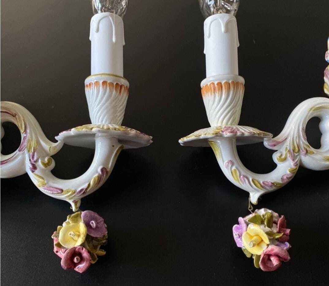 photo for sale Duty Free USA. Pair Of Antique Ceramic Sconces From Italy