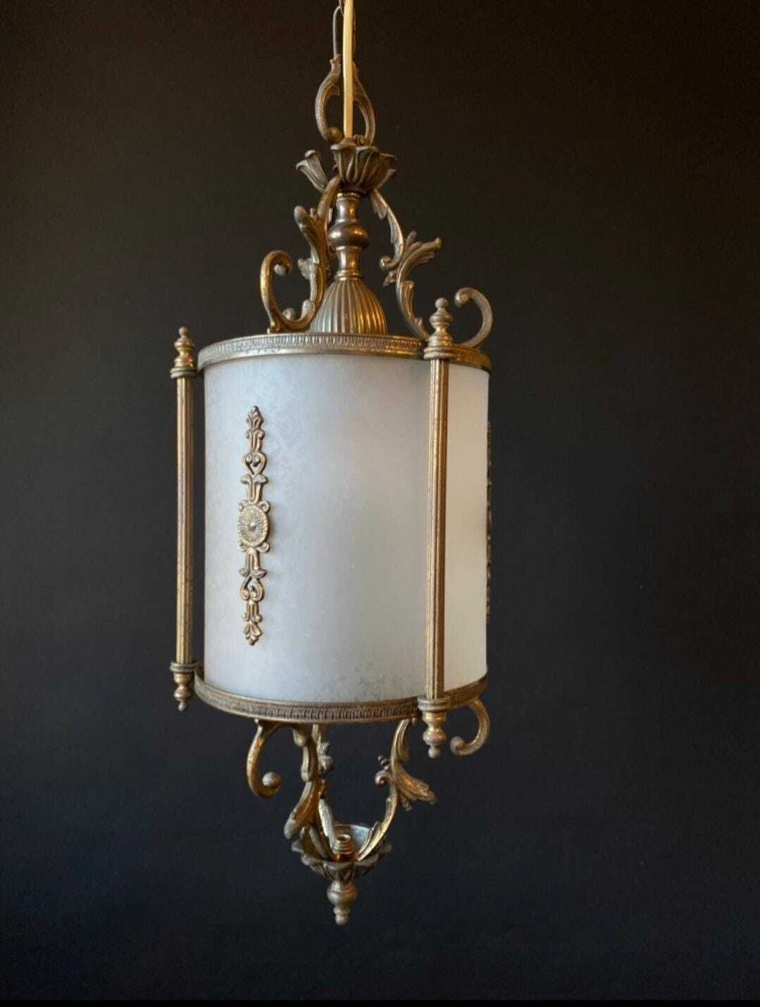 Duty Free For USA. Antique Glass Lantern From Italy