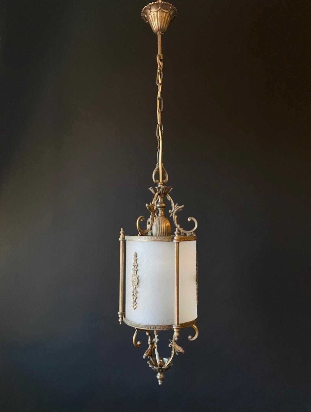 Détaxe pour les États-Unis. Lanterne d'époque en verre, Italie photo for sale