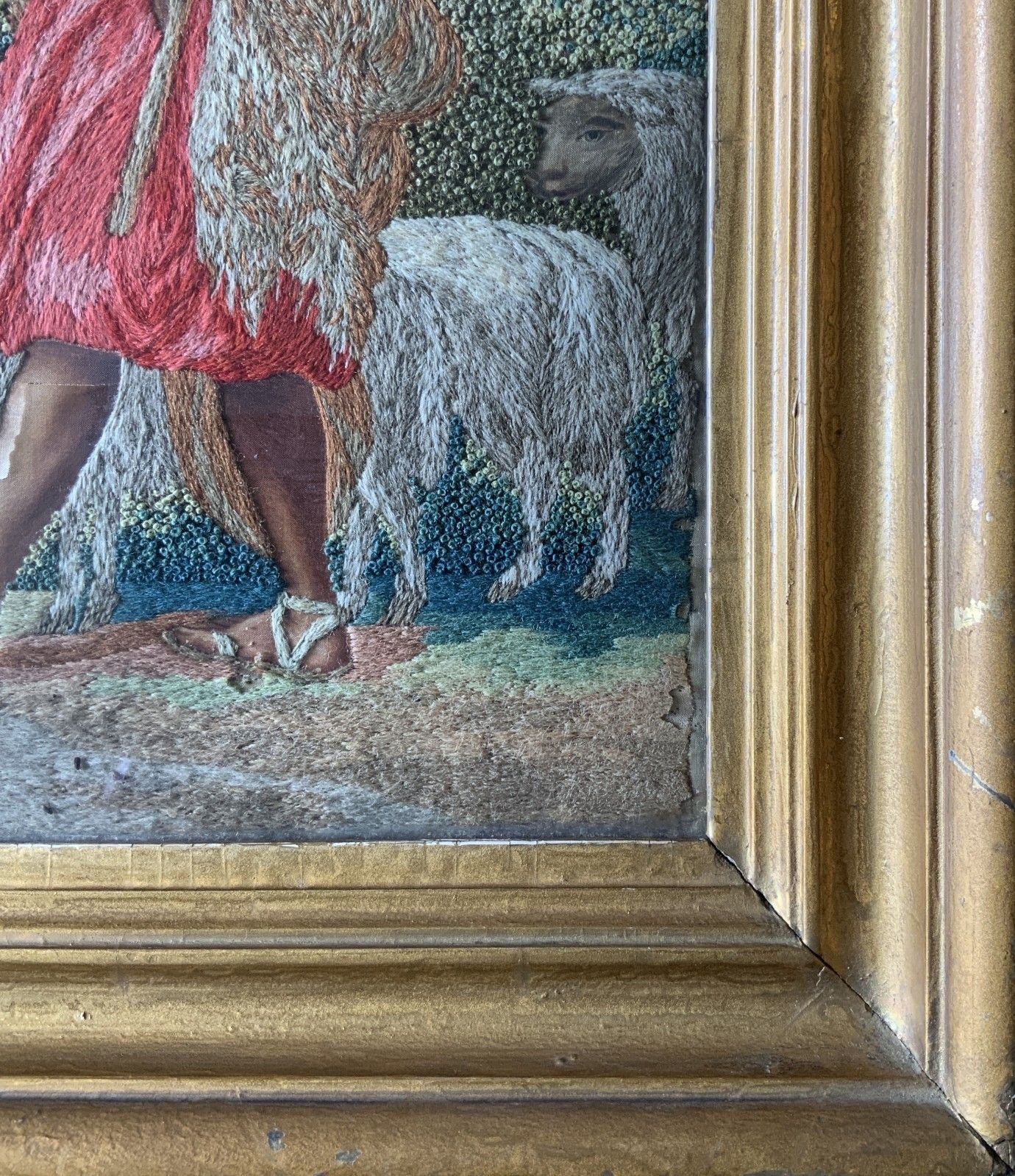photo vintage 18th Century George III Embroidered Silk And Wool Pastoral Farming Picture