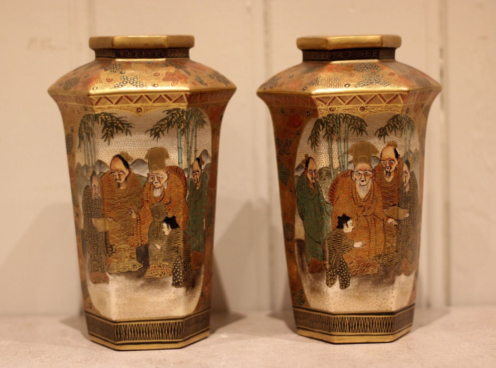 Pair Of Japanese Satsuma Vases photo furniture