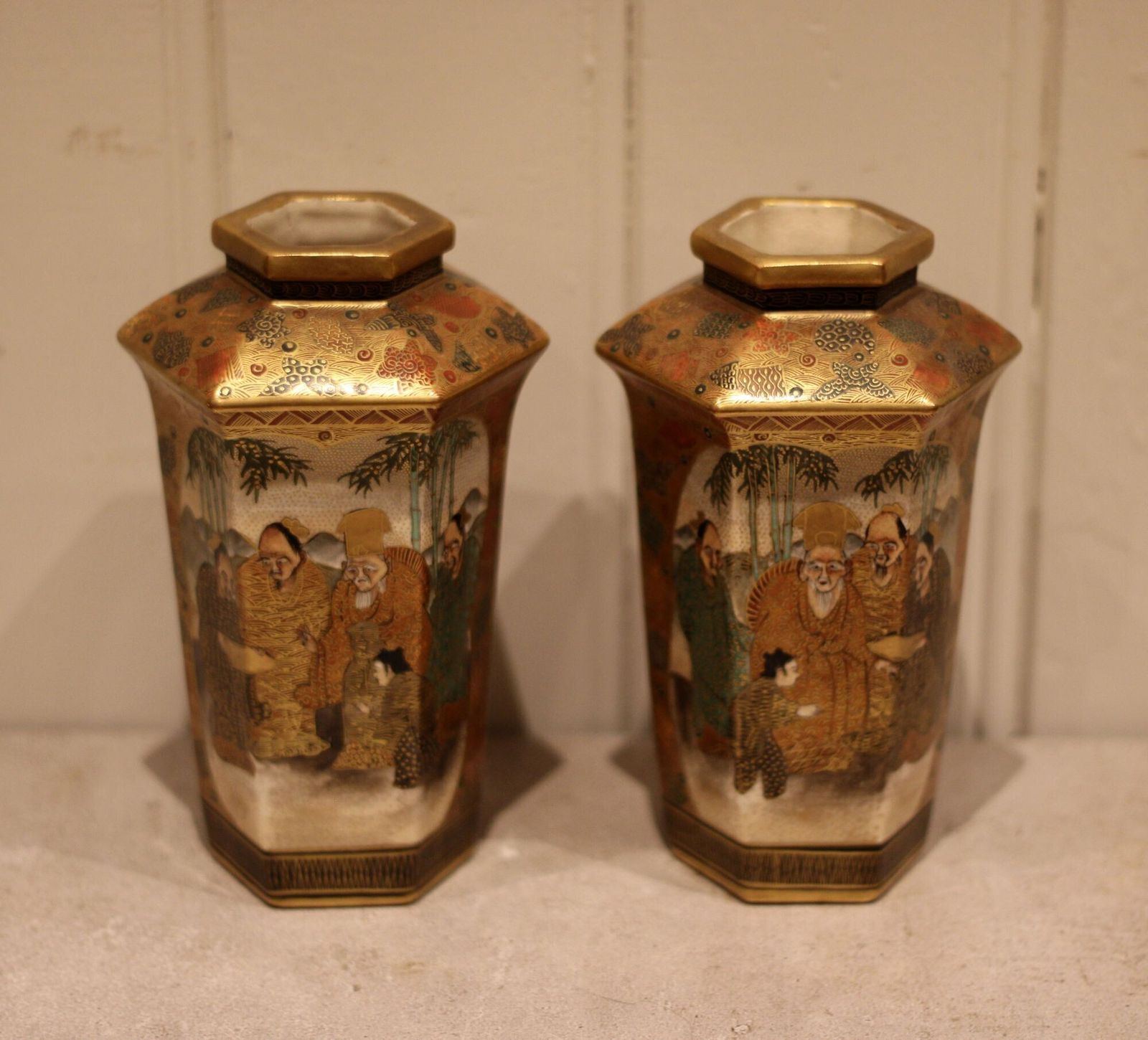 Pair Of Japanese Satsuma Vases photo vinterior