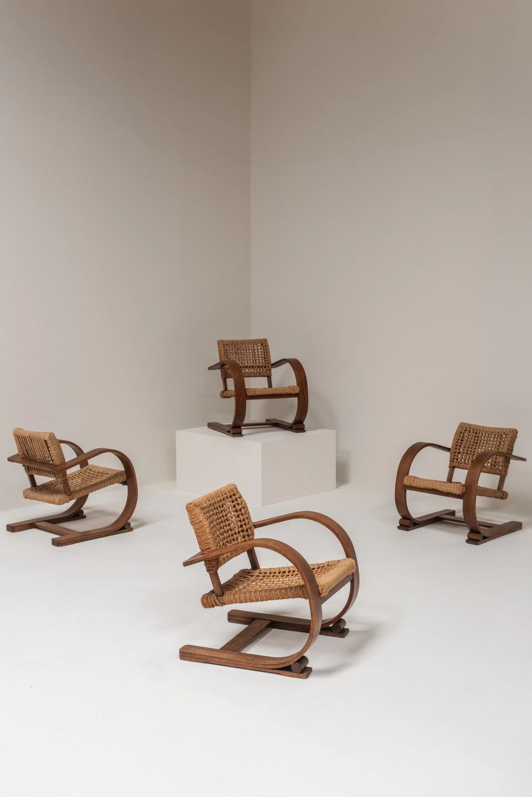 Mid Century Rope Chair By Audoux & Minet, France, 1950s