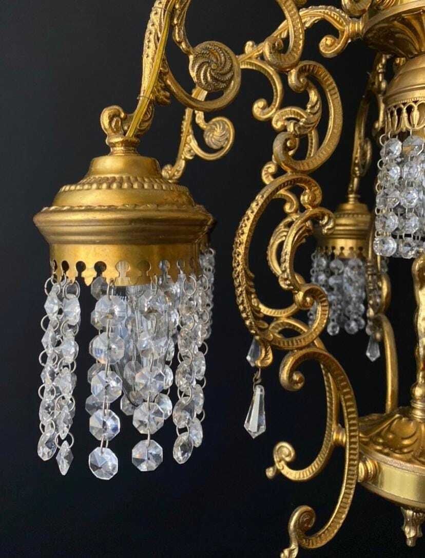 photo furniture Lustre d'époque doré et cristal, sans droits de douane pour les États-Unis