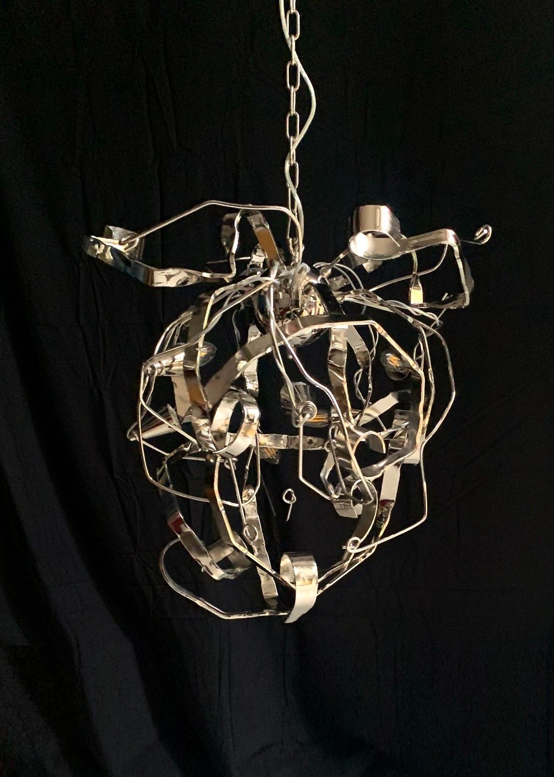 Metal Chandelier W/ Six Lights Possibly A Delphinium By Brand Van Egmond photo for sale