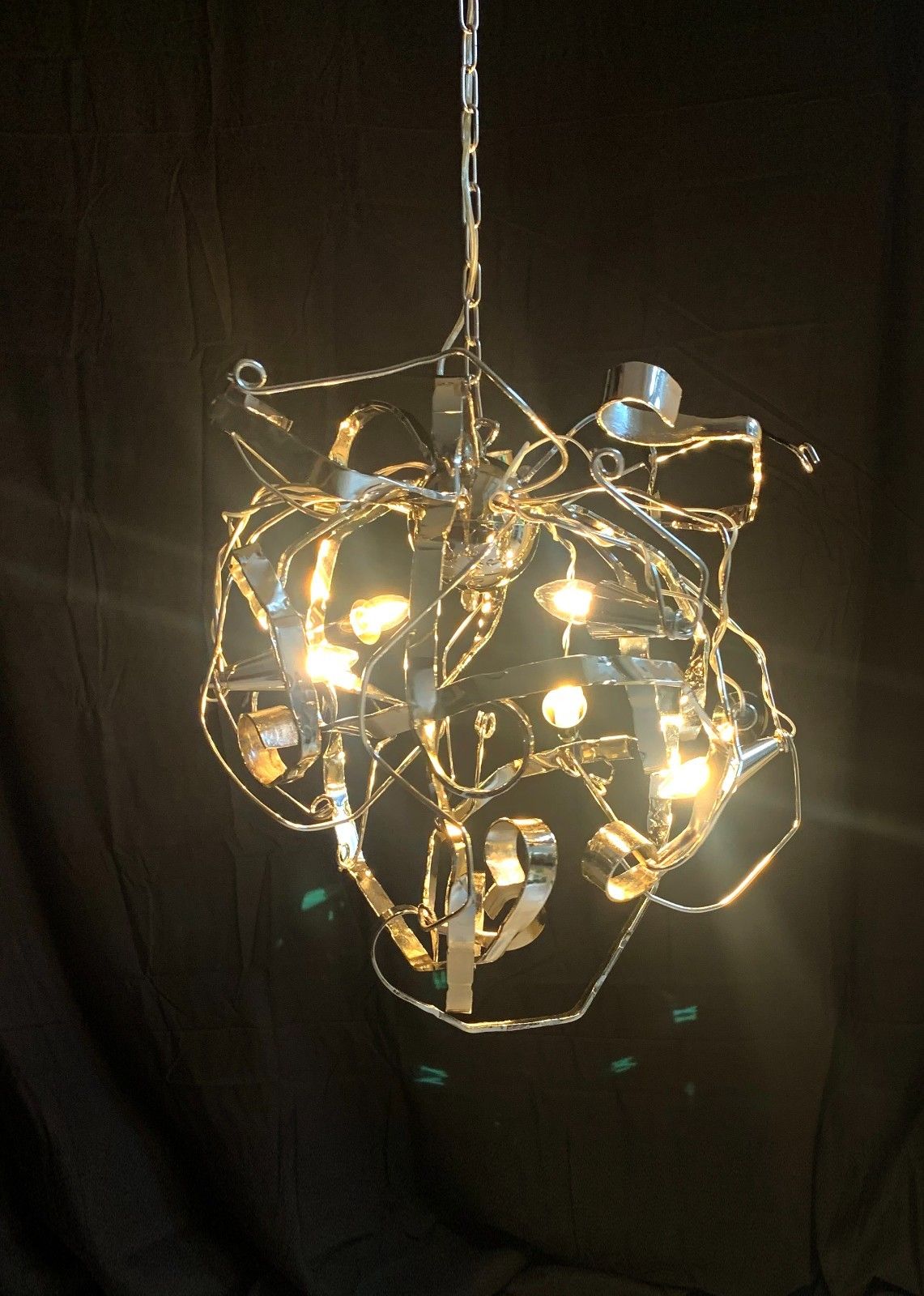 2495.0 Metal Chandelier W/ Six Lights Possibly A Delphinium By Brand Van Egmond photo