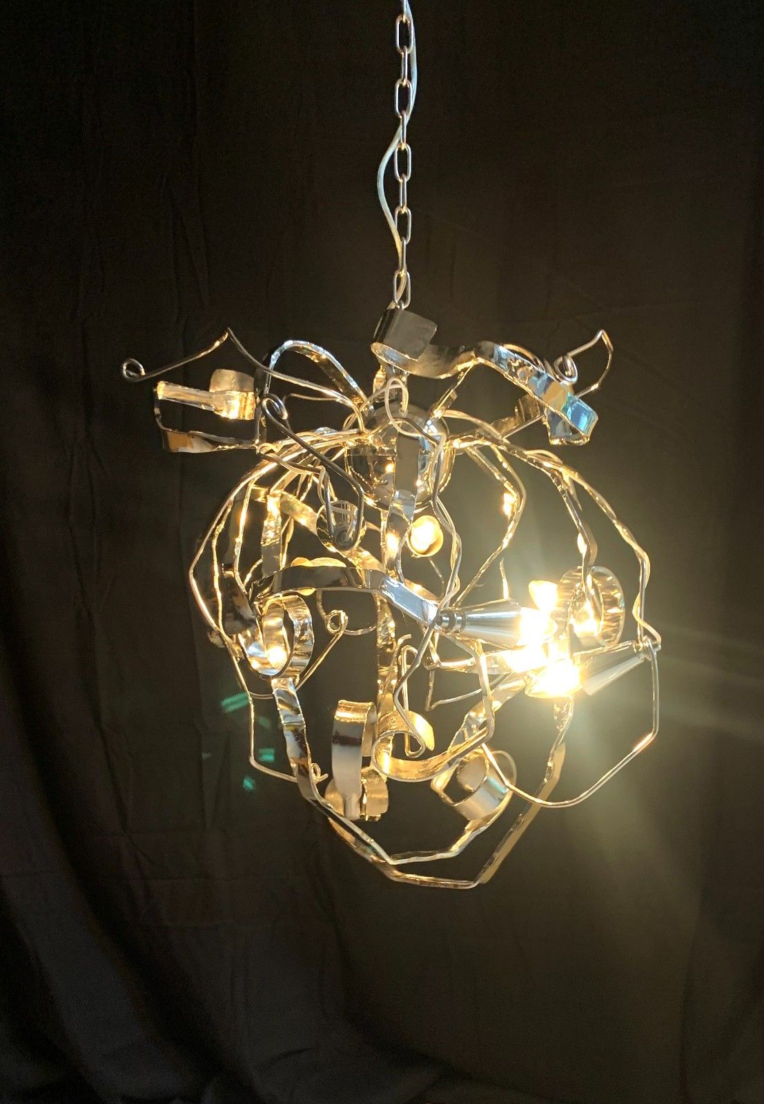 photo buy Metal Chandelier W/ Six Lights Possibly A Delphinium By Brand Van Egmond