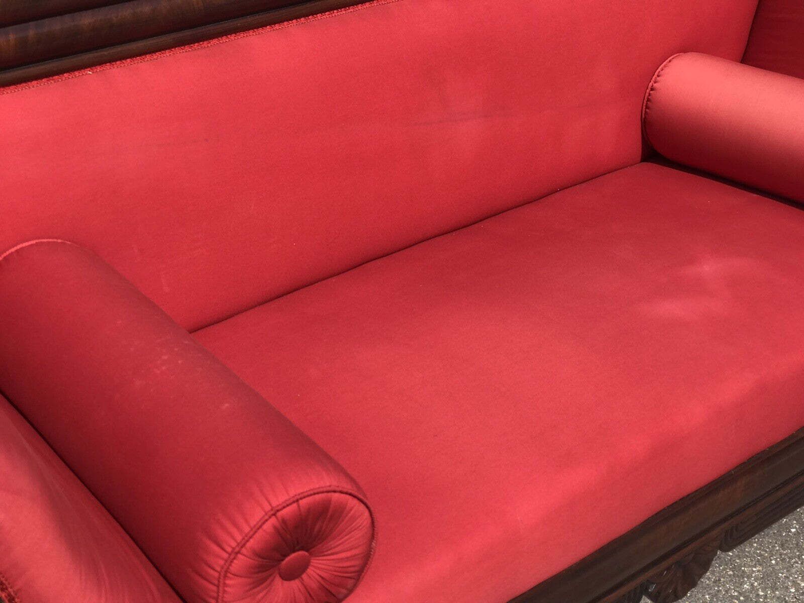 Furniture Victorian 3 Seater Mahogany Sofa With Curved Ends, Lions Paw Feet. Stunning!! photo
