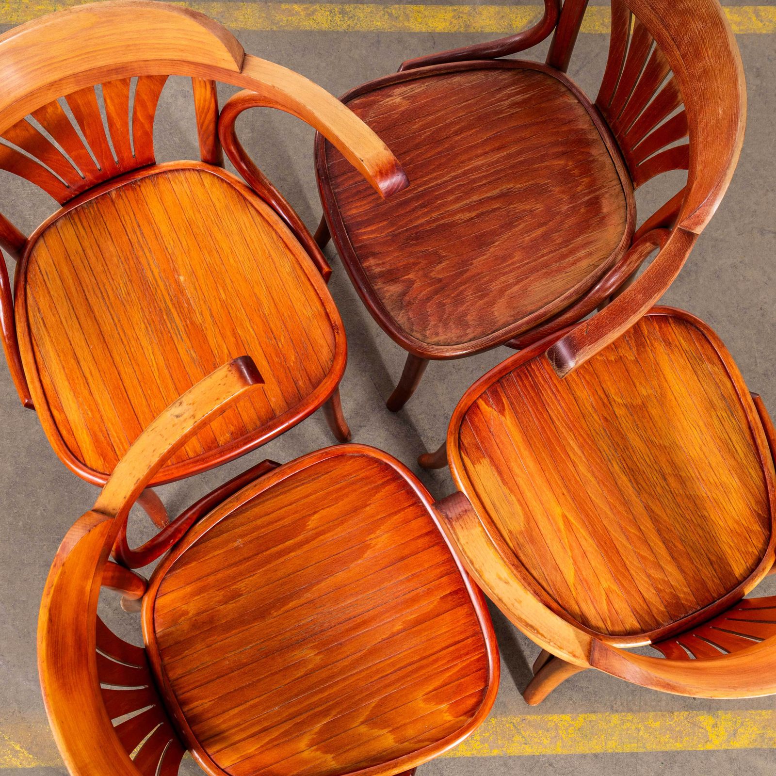 1970’s Honey Red Fan Back Dining Armchairs   Set Of Six photo 1050.0