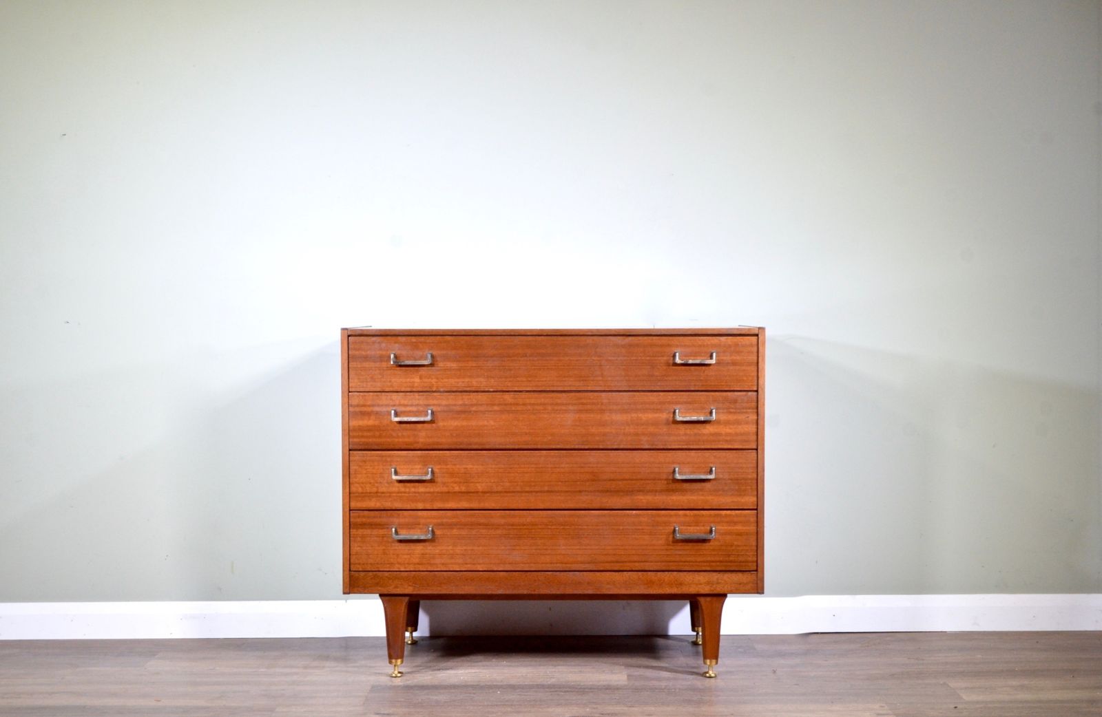 Midcentury Walnut And Brass Chest Of Drawers By G Plan. Vintage / Modern / Danish Style. photo 599.0