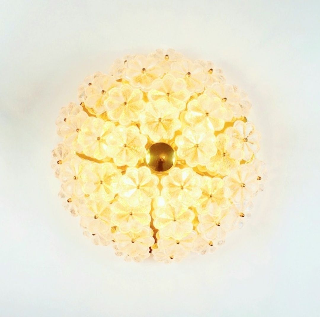 X.L. Mid Century Floral Murano Glass & Brass Ceiling Light By Ernst Palme, Germany, 1970s photo buy